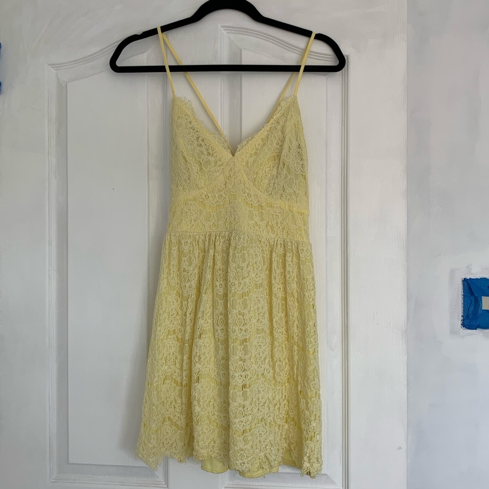 Yellow Lace Skater Dress